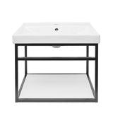 Crna kupaonski ormarić s keramičkim umivaonikom Naturel Industrial s bijelom mat policom