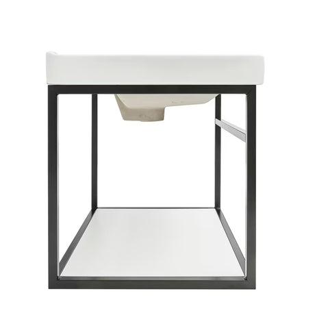 Crna kupaonski ormarić s keramičkim umivaonikom Naturel Industrial s bijelom mat policom