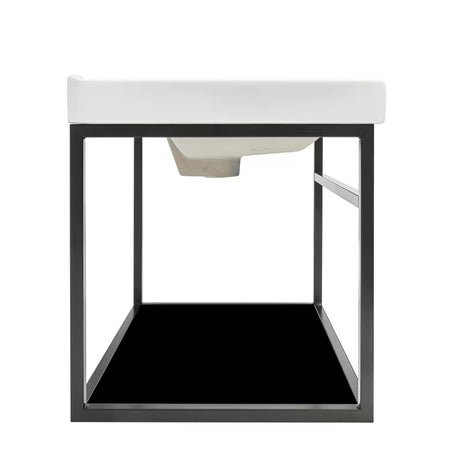 Crna kupaonski ormarić Naturel Industrial s keramičkim umivaonikom i crnom policom