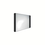 Crno kupaonsko LED ogledalo Naturel 80x60 cm s neizravnim LED osvjetljenjem u mat aluminijskom okviru