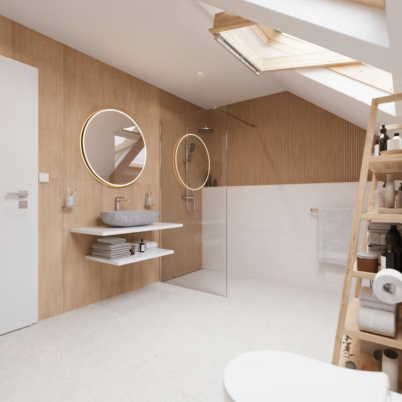 Okruglo crno LED ogledalo Naturel 80 cm s obodnim LED osvjetljenjem za kupaonicu