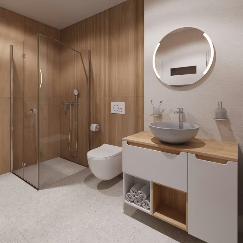 Okruglo kupaonsko LED ogledalo Naturel promjera 60 cm s pozadinskim osvjetljenjem i aluminijskim okvirom