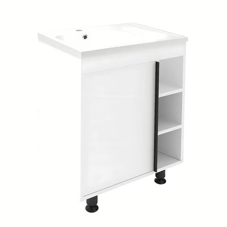 Bijeli kupaonski ormarić s umivaonikom Naturel Lucca u sjajnoj izvedbi, dimenzija 59x70x45 cm.