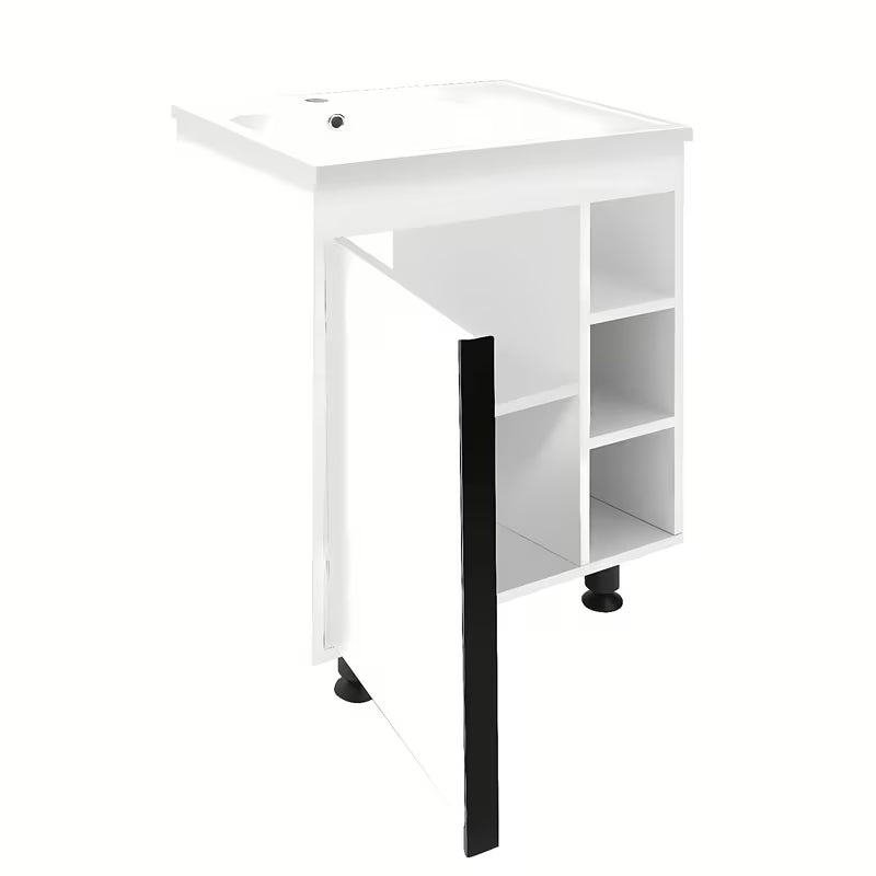 Bijeli kupaonski ormarić s umivaonikom Naturel Lucca u sjajnoj izvedbi, dimenzija 59x70x45 cm.