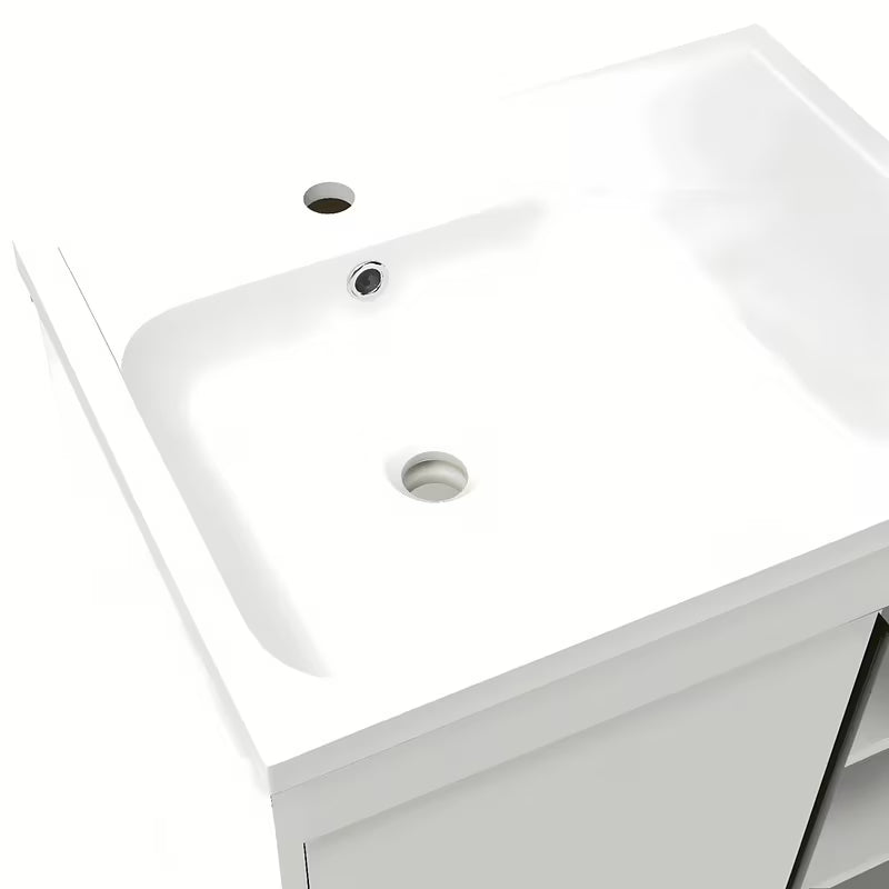 Bijeli kupaonski ormarić s umivaonikom Naturel Lucca u sjajnoj izvedbi, dimenzija 59x70x45 cm.