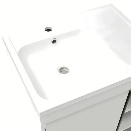 Bijeli kupaonski ormarić s umivaonikom Naturel Lucca u sjajnoj izvedbi, dimenzija 59x70x45 cm.