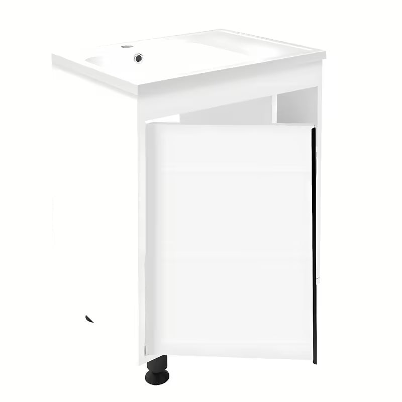 Bijeli kupaonski ormarić s umivaonikom Naturel Lucca u sjajnoj izvedbi, dimenzija 59x70x45 cm.