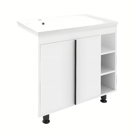 Bijela sjajna kupaonski ormarić Naturel Lucca s umivaonikom od lijevanog mramora 79x70x45 cm