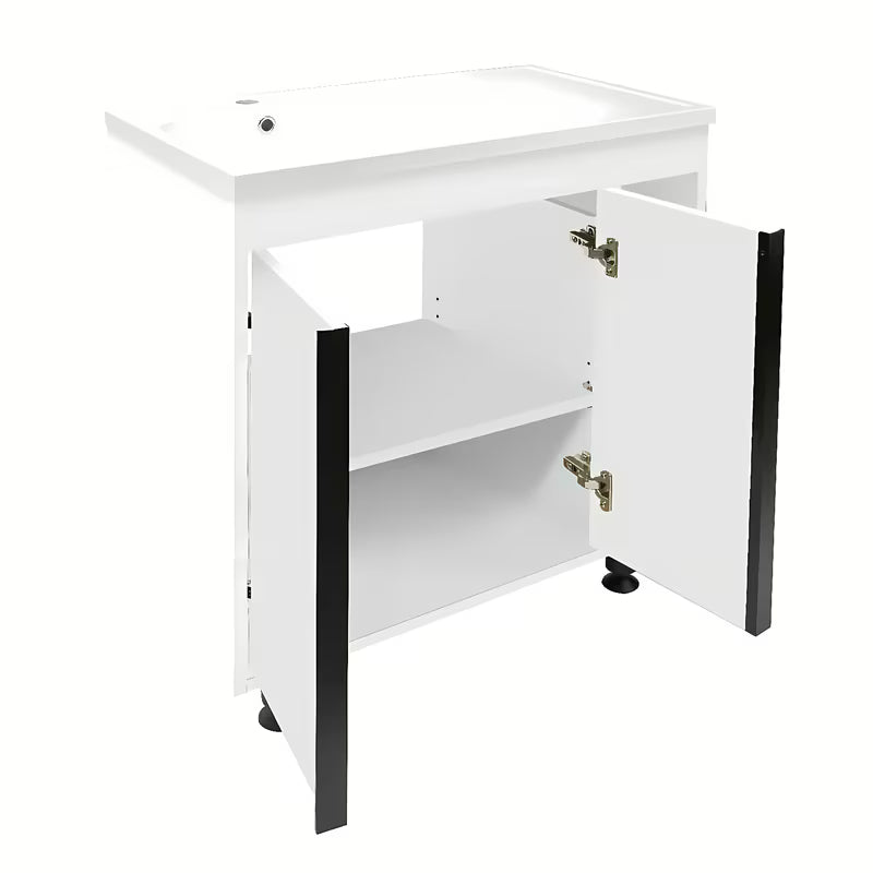 Bijela sjajna kupaonski ormarić Naturel Lucca s umivaonikom od lijevanog mramora 79x70x45 cm