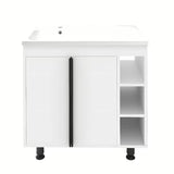 Bijela sjajna kupaonski ormarić Naturel Lucca s umivaonikom od lijevanog mramora 79x70x45 cm