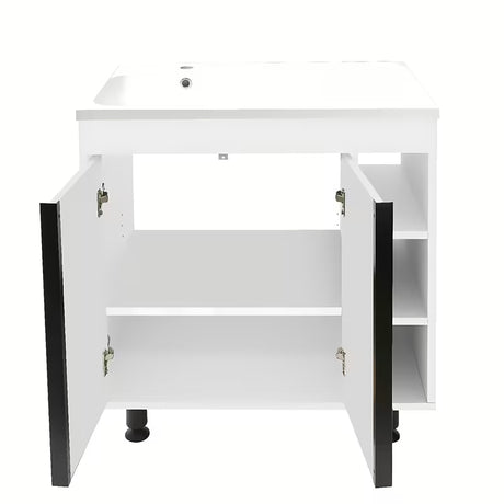 Bijela sjajna kupaonski ormarić Naturel Lucca s umivaonikom od lijevanog mramora 79x70x45 cm