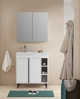 Bijela sjajna kupaonski ormarić Naturel Lucca s umivaonikom od lijevanog mramora 79x70x45 cm