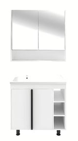 Bijela sjajna kupaonski ormarić Naturel Lucca s umivaonikom od lijevanog mramora 79x70x45 cm.