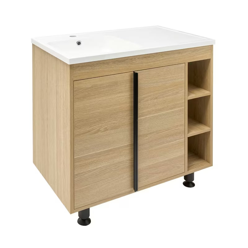 Kupaonski ormarić s umivaonikom Naturel Lucca u dekoru hrasta s mat površinom