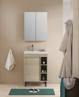 Ormarić s Ogledalom Naturel Lucca 60x75 cm u dekoru hrasta sa zrcalnim vratima i unutarnjim policama.