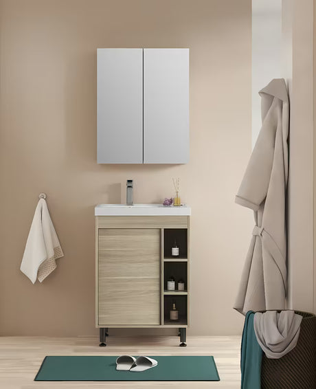 Ormarić s Ogledalom Naturel Lucca 60x75 cm u dekoru hrasta sa zrcalnim vratima i unutarnjim policama.