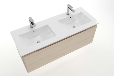 Naturel Modena namještajni dvostruki umivaonik od bijele keramike, dimenzija 121x46 cm
