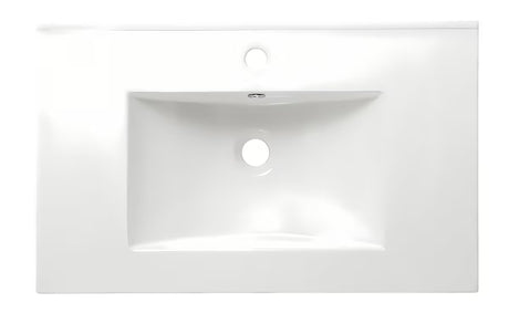 Bijeli keramički umivaonik za kupaonski ormarić Naturel Modena 61x46 cm s odlagališnom plohom i otvorom za pro slavinu u sredini.