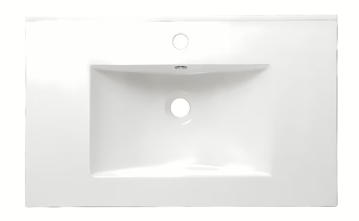 Bijeli keramički umivaonik za kupaonski ormarić Naturel Modena četvrtastog dizajna s odlagališnim prostorom