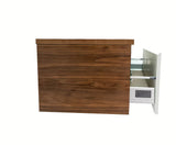 Viseća kupaonski ormarić Naturel Monza u dekoru oraha s bijelim rebrastim frontama i pokrovnom pločom