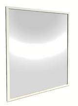 Kupaonsko ogledalo s bijelim aluminijskim okvirom, za okomito i vodoravno vješanje, 80 x 80 cm.