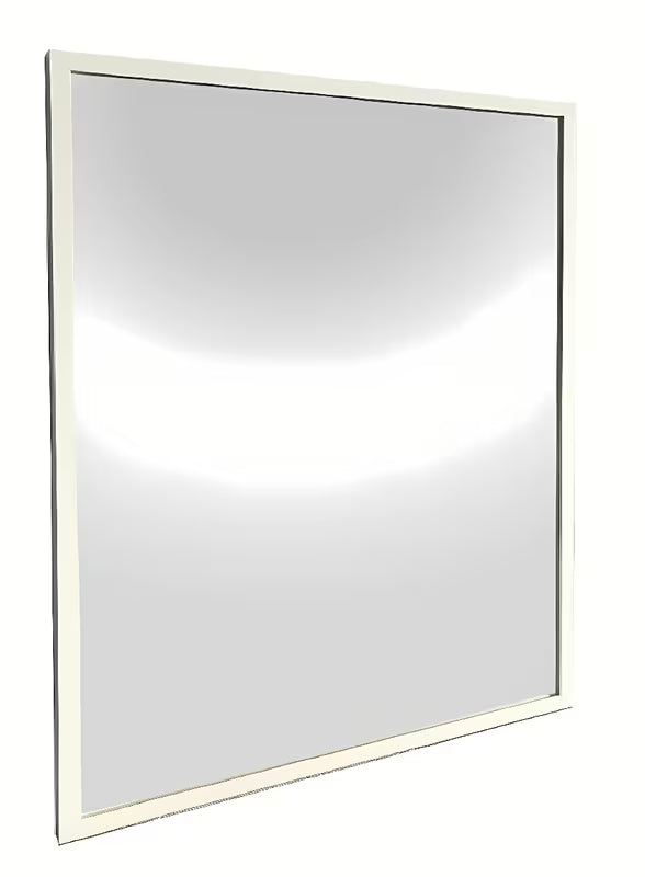 Kupaonsko ogledalo s bijelim aluminijskim okvirom, za okomito i vodoravno vješanje, 80 x 80 cm.