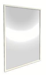 Kupaonsko ogledalo s bijelim aluminijskim okvirom, prikladno pro za okomito i vodoravno vješanje, 60 x 80 cm.