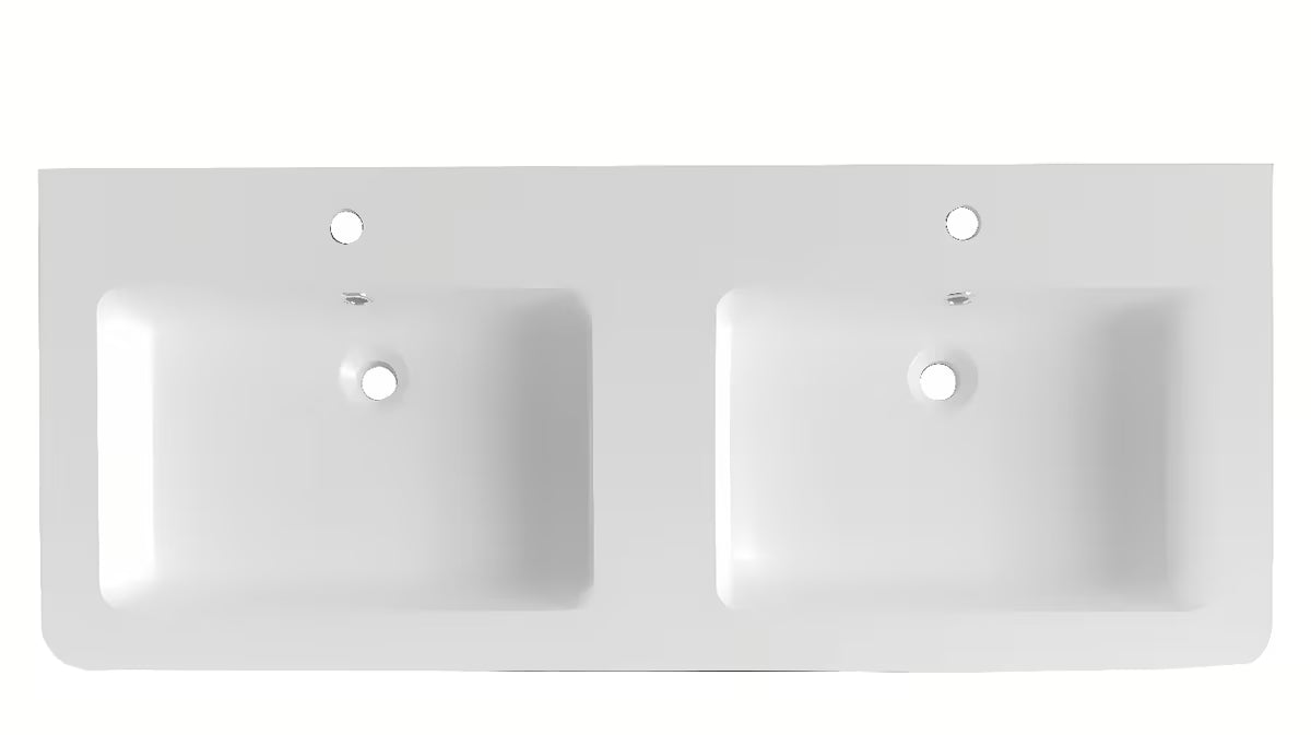 Bijeli namještajni dvostruki umivaonik Naturel Pavia 120x49 cm od lijevanog mramora s dva otvora pro slavinu