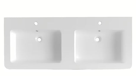 Bijeli namještajni dvostruki umivaonik Naturel Pavia 120x49 cm od lijevanog mramora s dva otvora pro slavinu