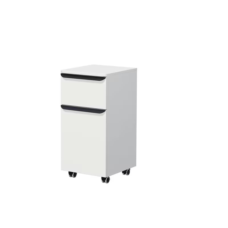 Mat bijela kupaonski ormarić Naturel Pavia s utičnicom, s desnim vratima i crnom ručkicom.