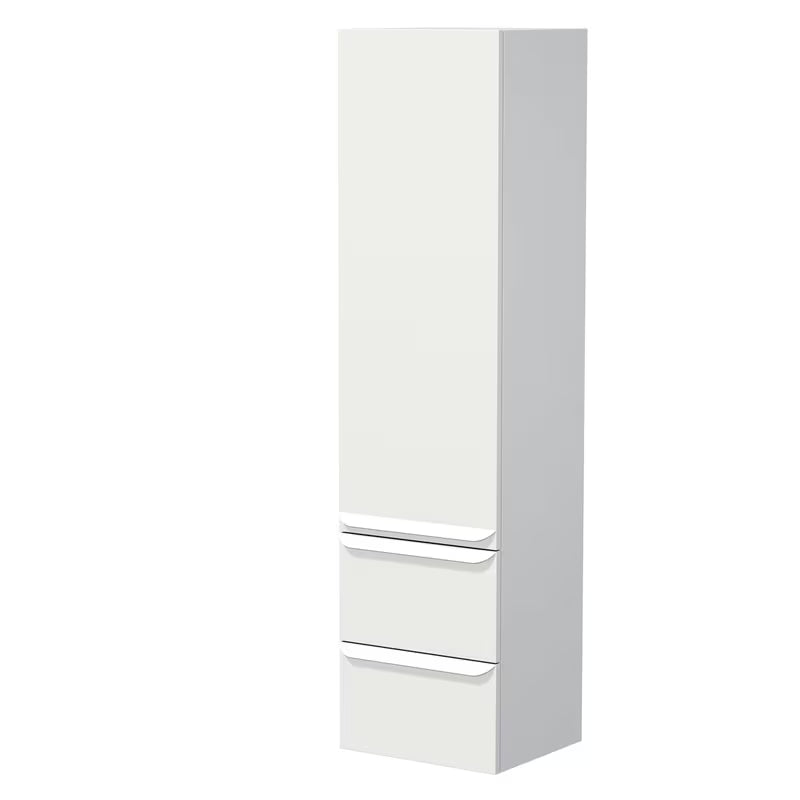 Mat bijela viseća visoka kupaonski ormarić Naturel Pavia s dvije ladice i desnim vratima