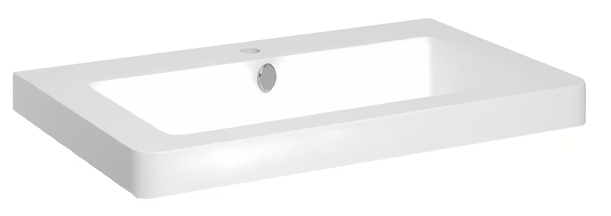 Naturel Pavia umivaonik za kupaonski ormarić 65 x 49 cm od lijevanog mramora u bijeloj boji s otvorom pro slavinu u sredini