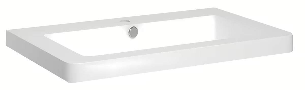 Bijeli umivaonik za kupaonski ormarić Naturel Pavia od lijevanog mramora s otvorom pro slavinu u sredini