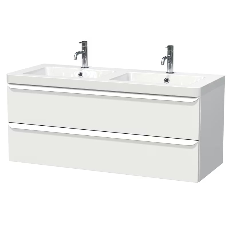 Viseća kupaonski ormarić s umivaonikom Naturel Pavia u mat bijeloj boji