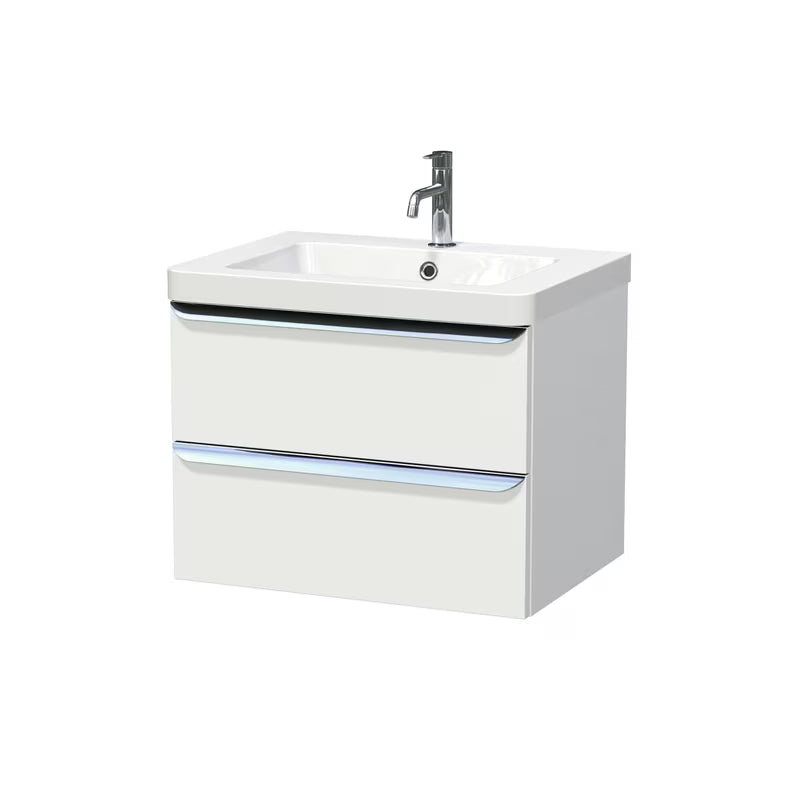 Viseća kupaonski ormarić s umivaonikom Naturel Pavia u mat bijeloj boji s kromiranom ručkicom.