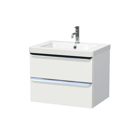 Viseća kupaonski ormarić s umivaonikom Naturel Pavia u mat bijeloj boji s kromiranom ručkicom.