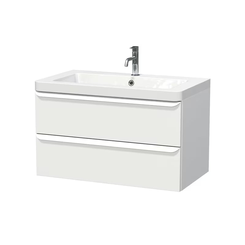 Viseća kupaonski ormarić s umivaonikom Naturel Pavia u mat bijeloj boji, 85x53x49 cm.