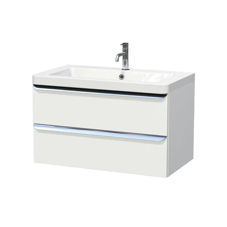 Viseća ormarić s umivaonikom Naturel Pavia u mat bijeloj boji s kromiranom ručkicom