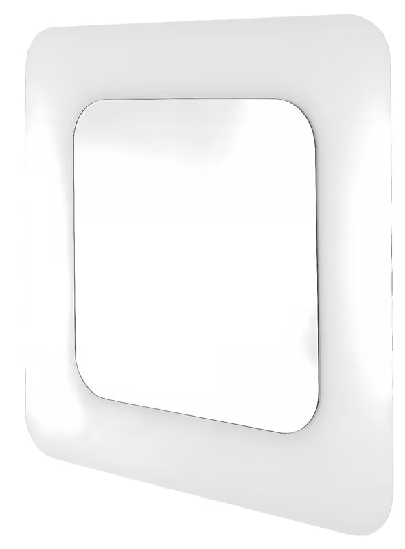 Kvadratno ogledalo Naturel Pavia 75x75 cm u bijeloj boji, s mogućnošću vješanja okomito i vodoravno.