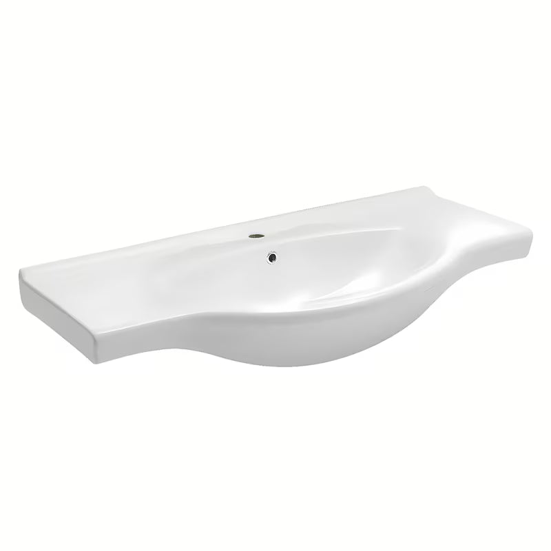 Bijeli keramički umivaonik za kupaonski ormarić Naturel Pro 102 x 50 cm s otvorom za pro slavinu u sredini