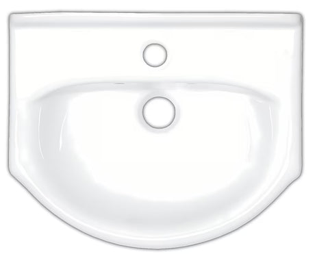 Bijeli keramički umivaonik za kupaonski ormarić Naturel Pro 43x34 cm s otvorom za pro slavinu u sredini i preljevom.
