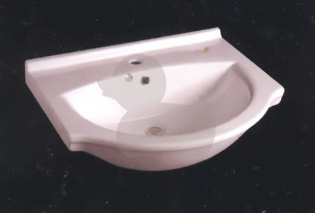 Sjajni bijeli umivaonik za kupaonski ormarić Naturel Pro 56 x 42 cm od keramike s otvorom pro za slavinu u sredini.