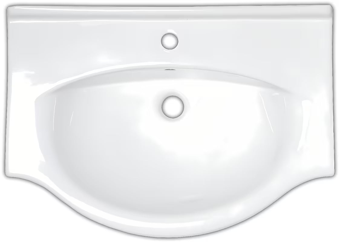 Bijeli keramički umivaonik za kupaonski ormarić Naturel Pro 81 x 50 cm s otvorom pro za slavinu u sredini