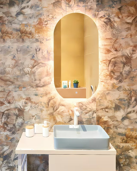 Ovalno LED ogledalo Naturel Project 40x80 cm s folijom protiv zamagljivanja i upravljanjem na senzor