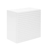 Niska viseća kupaonski ormarić Naturel Savona u sjajno bijeloj boji s glodanim detaljem.