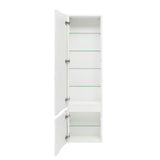 Visoka viseća kupaonski ormarić Naturel Savona u sjajno bijeloj boji s glodanim dizajnom