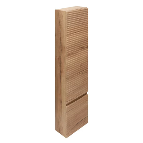 Visoka viseća kupaonski ormarić Naturel Savona u dekoru hrasta halifax s mat površinom i glodanjem.