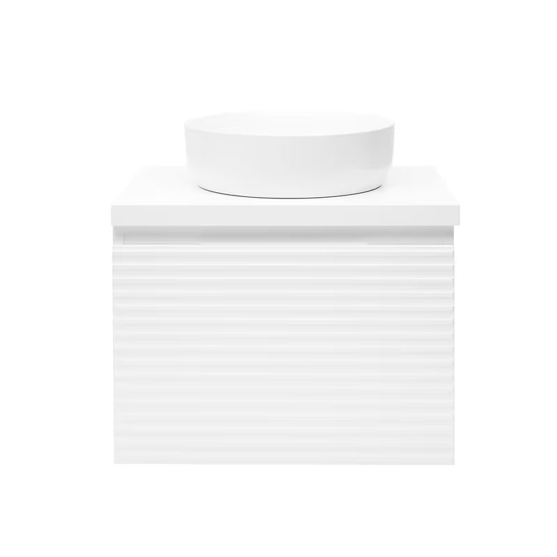 Viseća kupaonski ormarić ispod umivaonika Naturel Savona u bijelom sjaju s glodanom frontom.