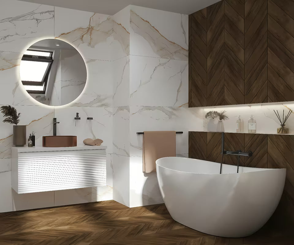 Viseća ormarić ispod umivaonika Naturel Savona u bijelom sjaju s glodanim dizajnom