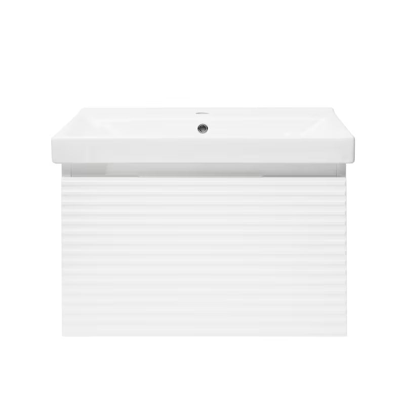 Viseća kupaonski ormarić Naturel Savona s keramičkim umivaonikom u bijeloj sjajnoj boji